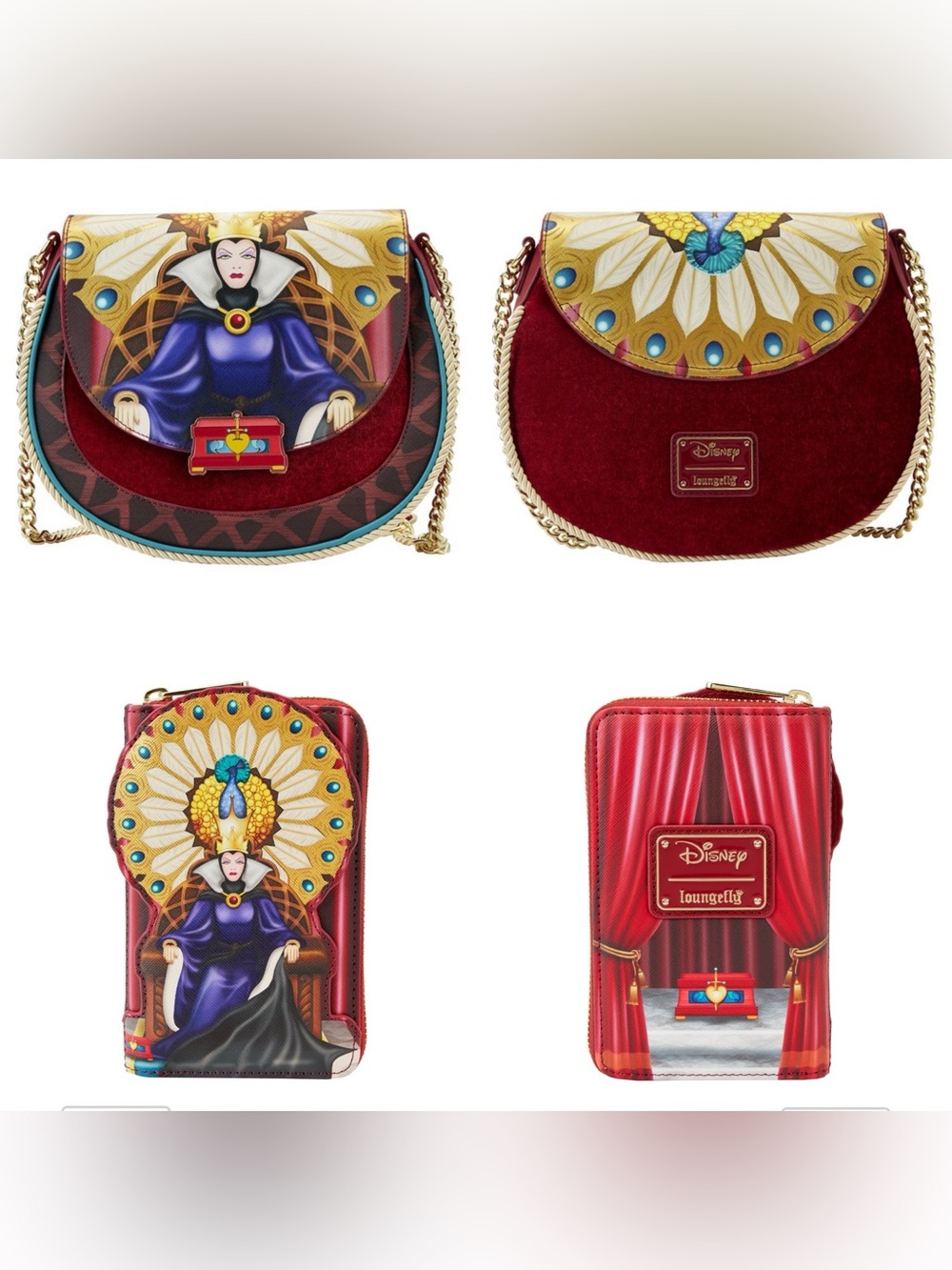 NWOT Loungefly Snow White Evil Queen Throne Crossbody Bag+wallet SET